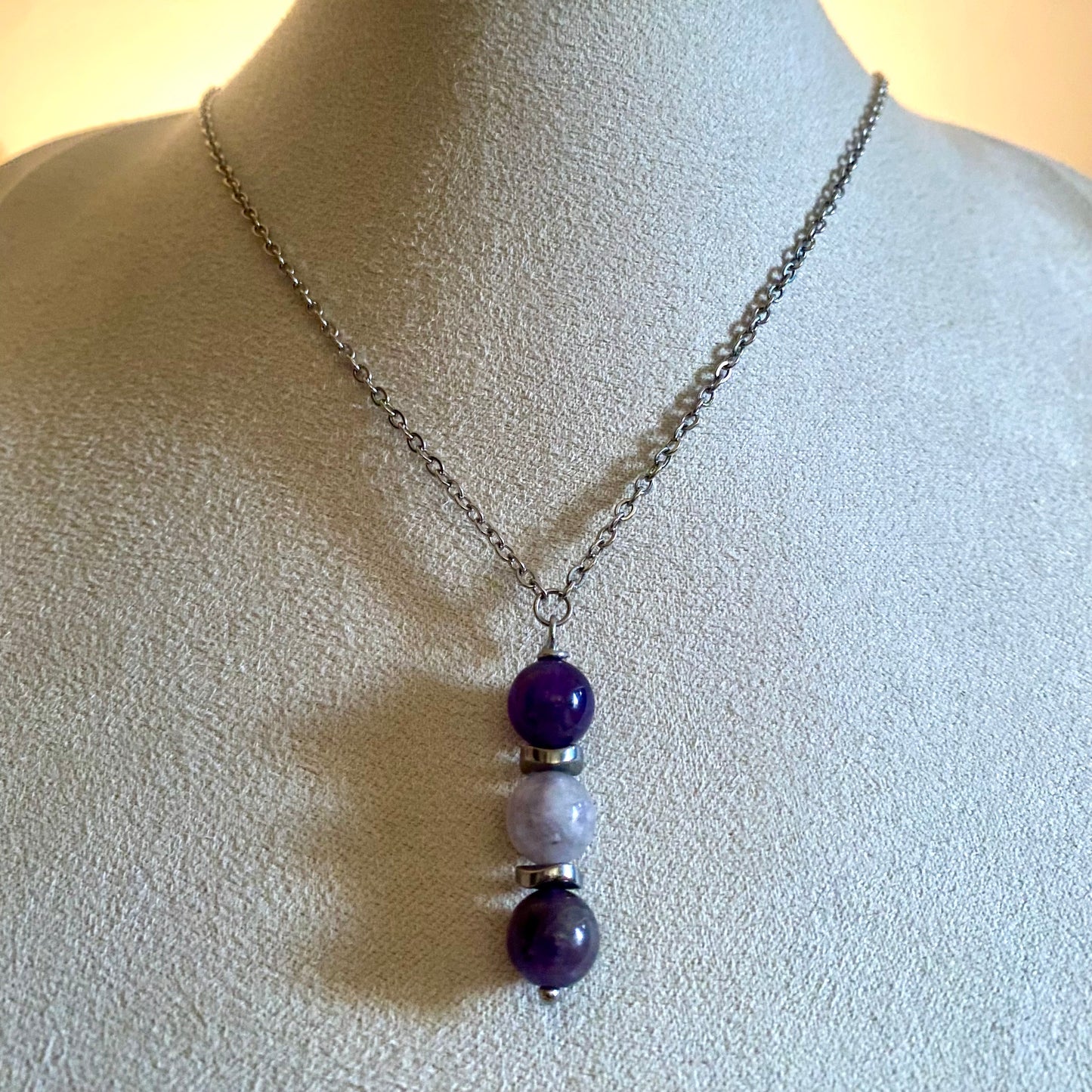 Amethyst & Cloudy Quartz Pendant