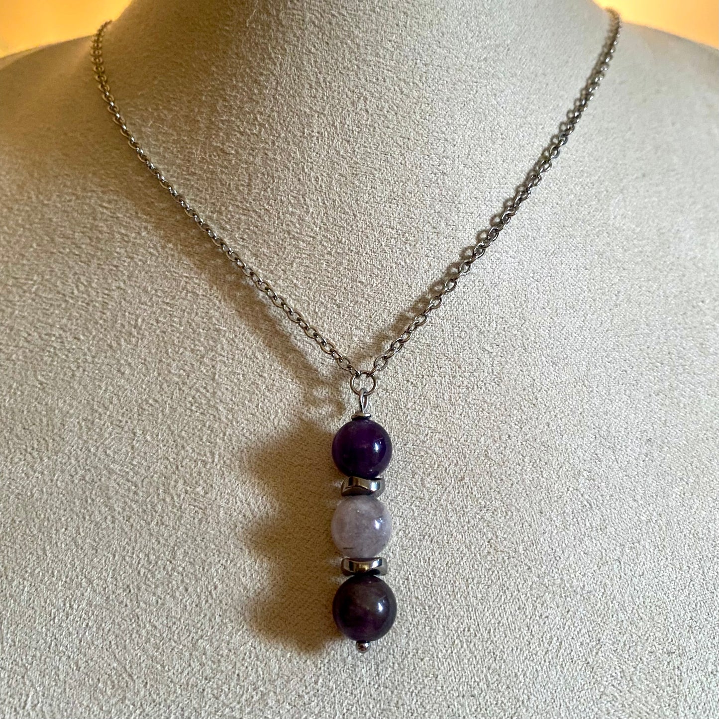 Amethyst & Cloudy Quartz Pendant