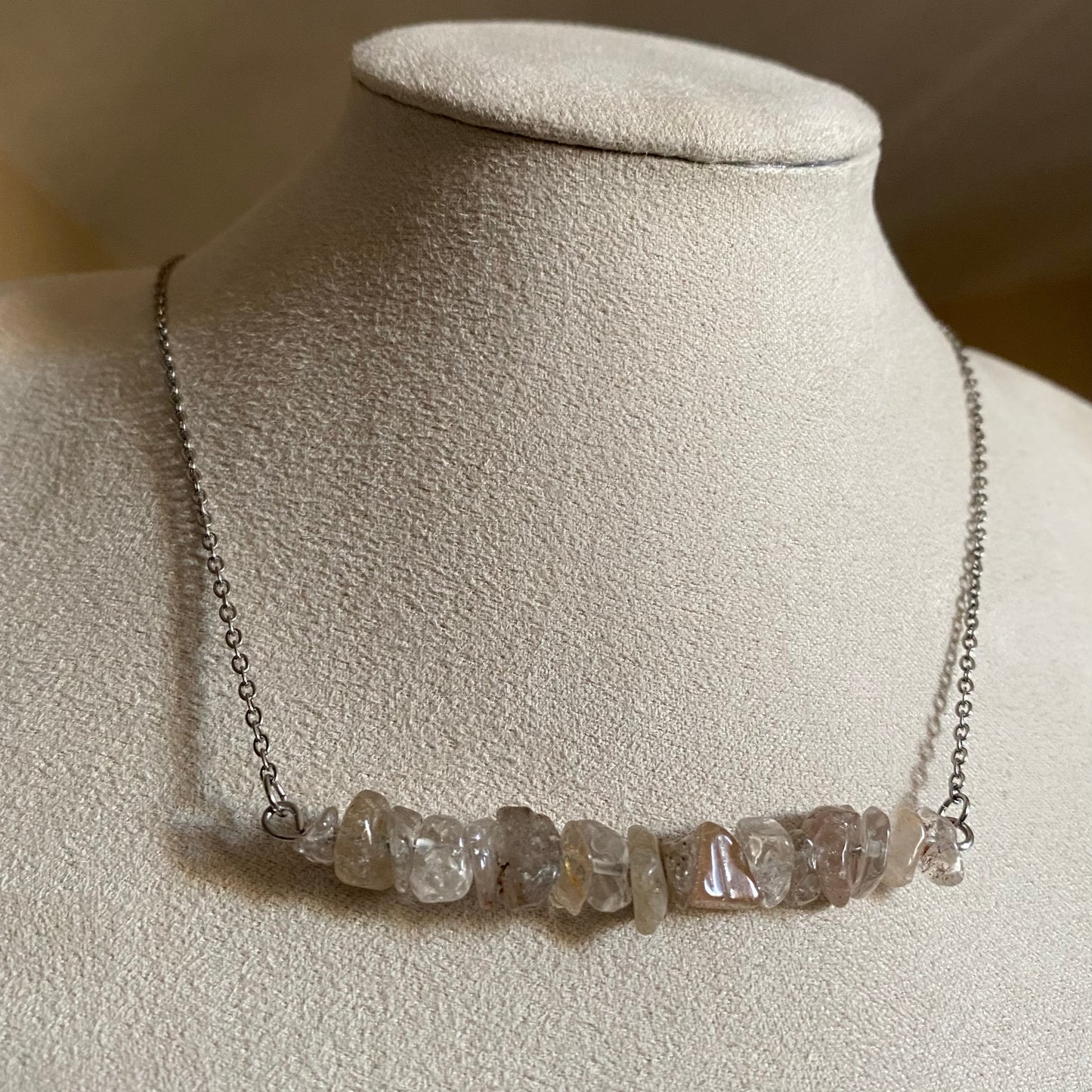 Garden Quartz Lodolite Bar Necklace
