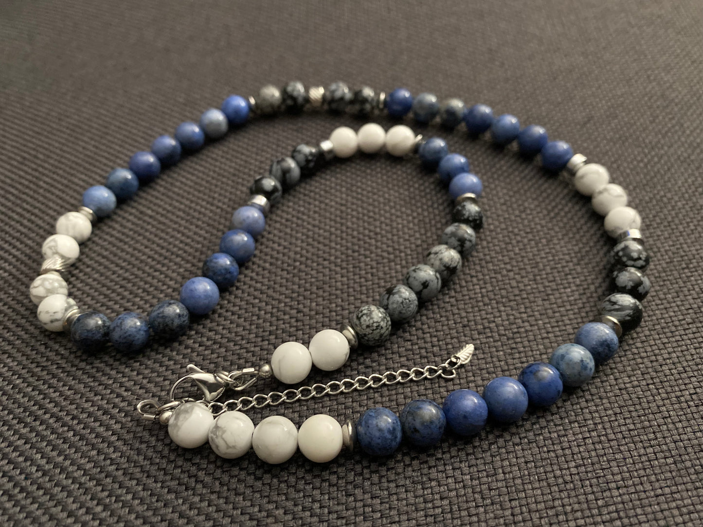 Dumortierite & Snowflake Obsidian Necklace
