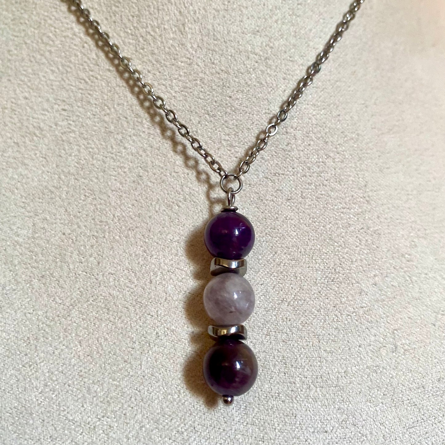 Amethyst & Cloudy Quartz Pendant