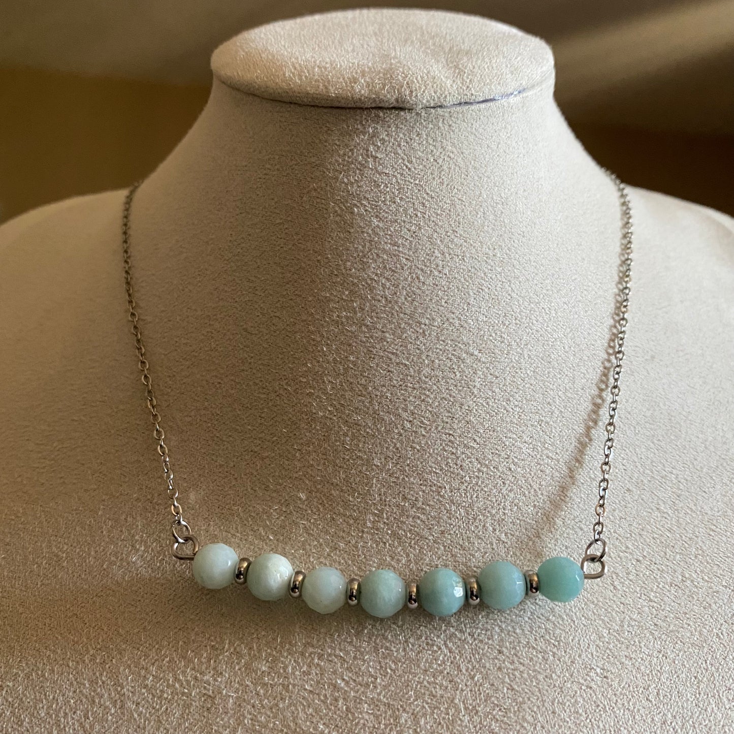 Amazonite Faceted Bar Necklace