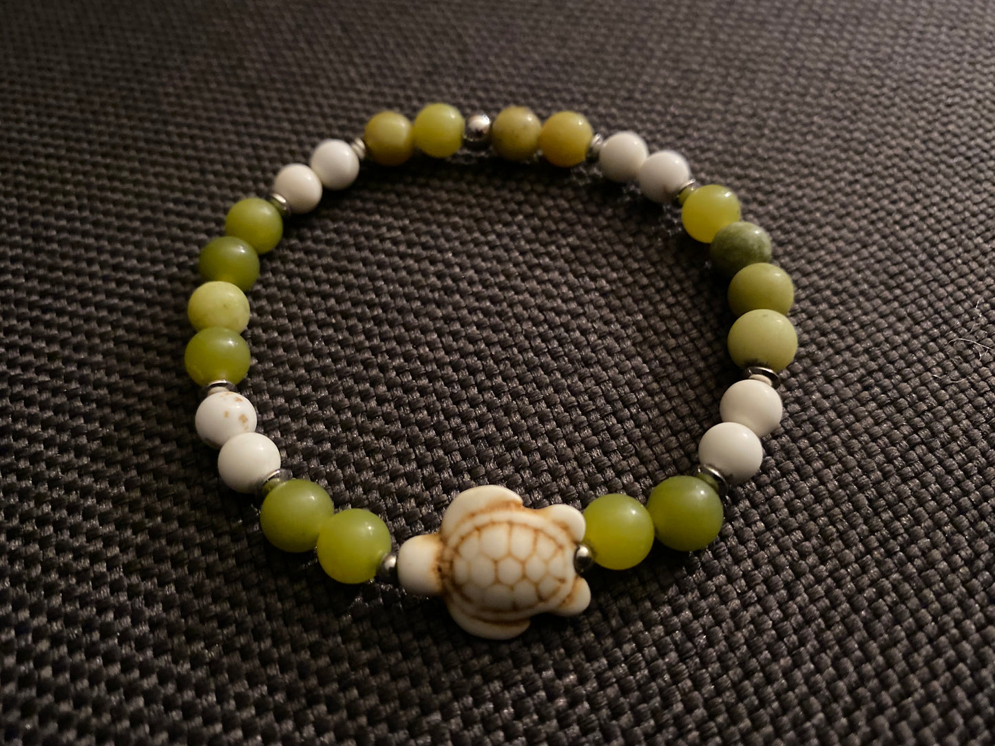 Green Jade & White Turquoise Turtle Bracelet