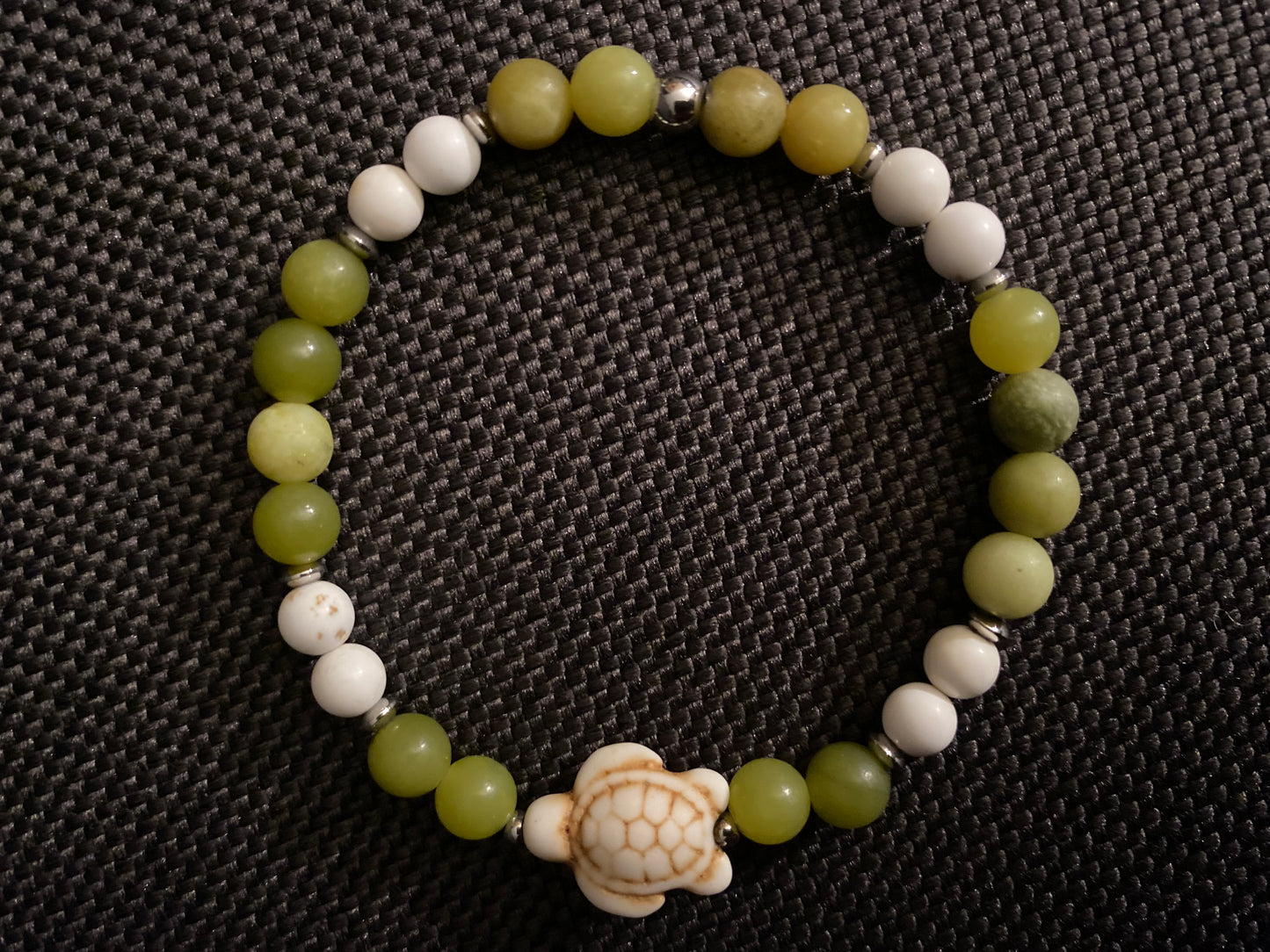 Green Jade & White Turquoise Turtle Bracelet