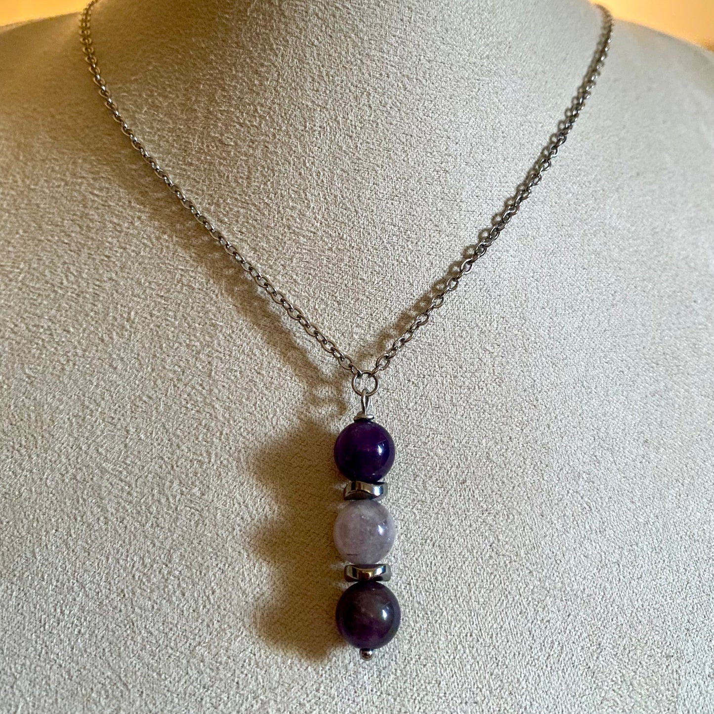 Amethyst & Cloudy Quartz Pendant