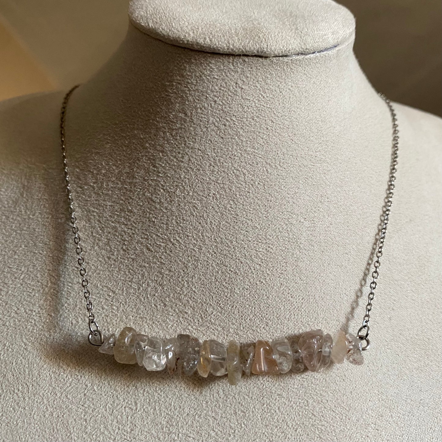 Garden Quartz Lodolite Bar Necklace