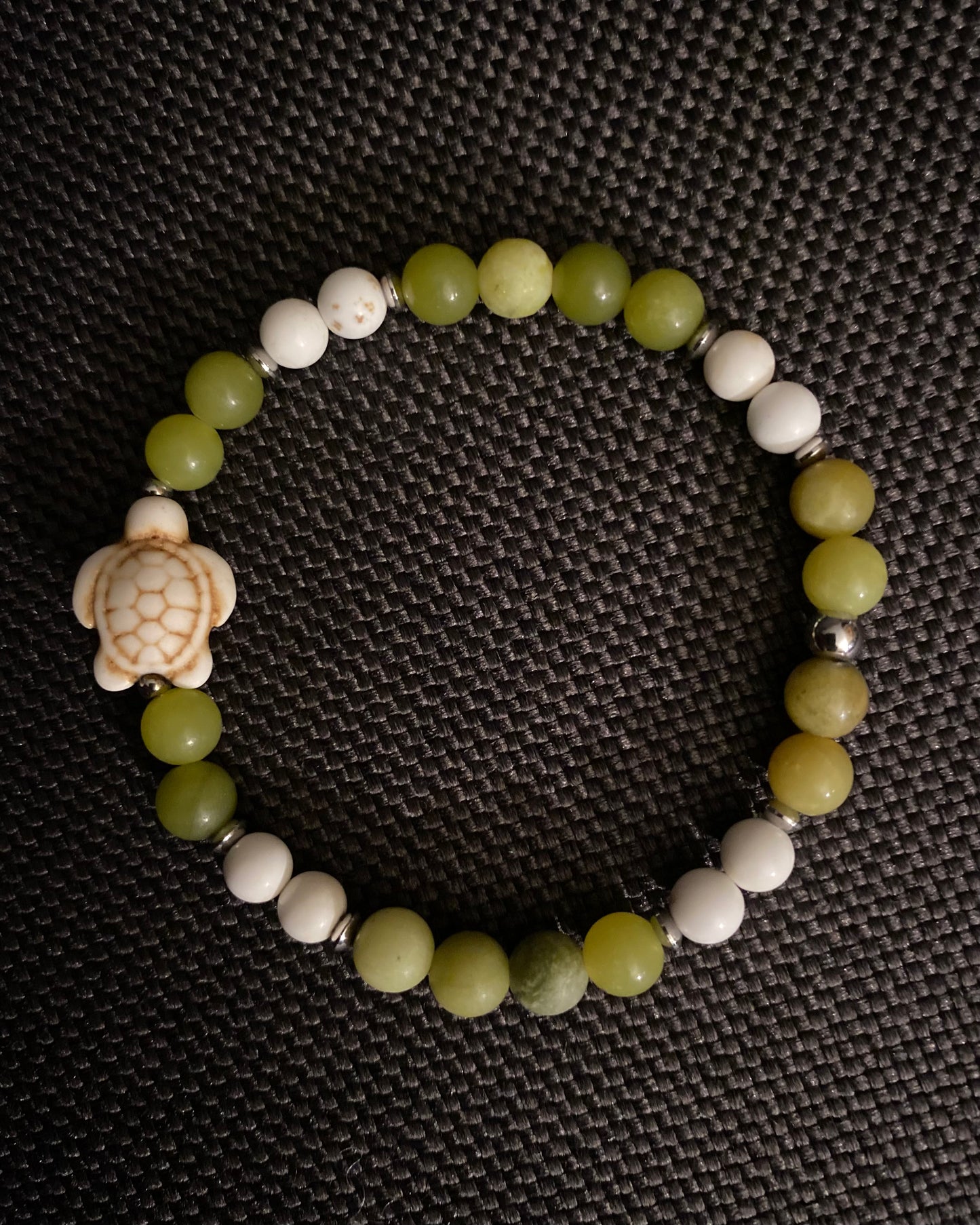 Green Jade & White Turquoise Turtle Bracelet