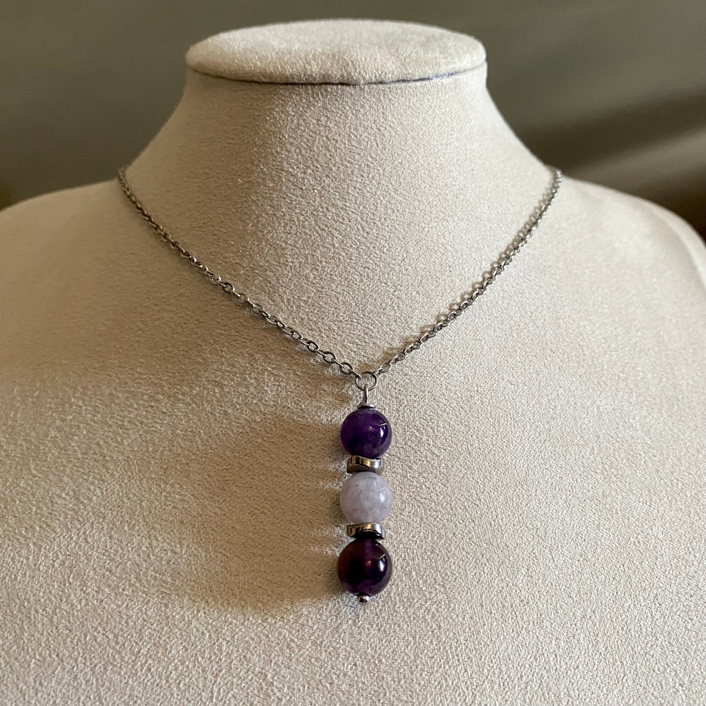 Amethyst & Cloudy Quartz Pendant