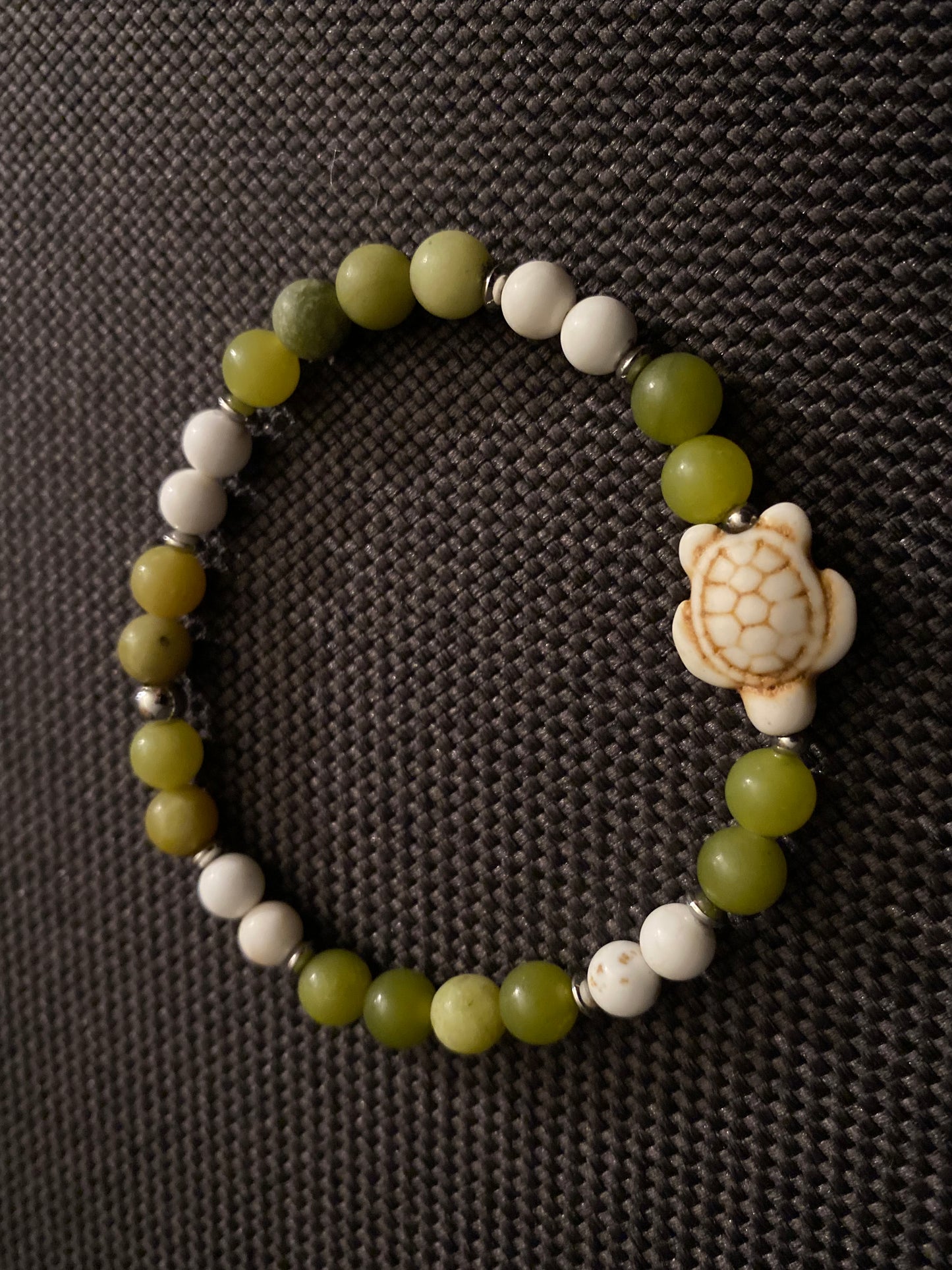 Green Jade & White Turquoise Turtle Bracelet