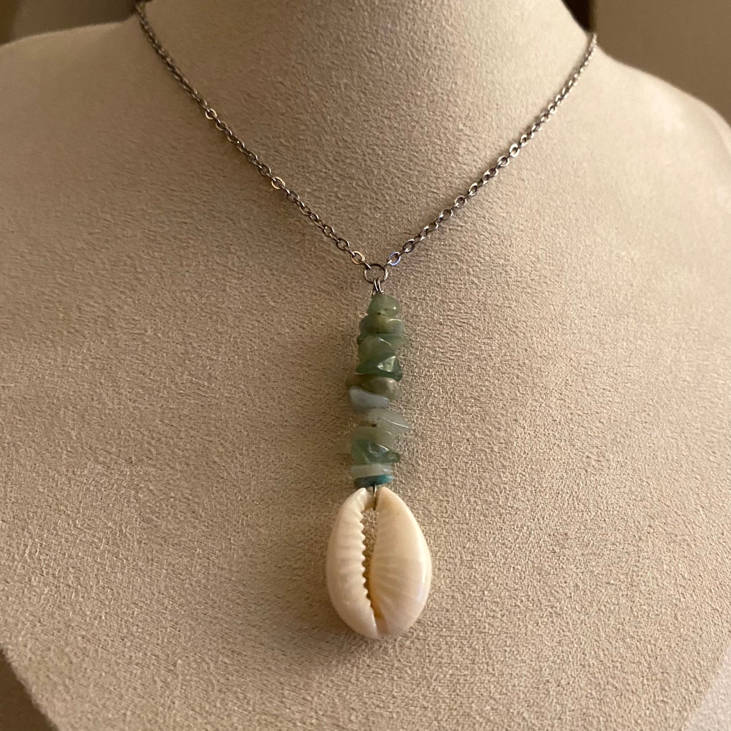Amazonite Cowrie Seashell Necklace