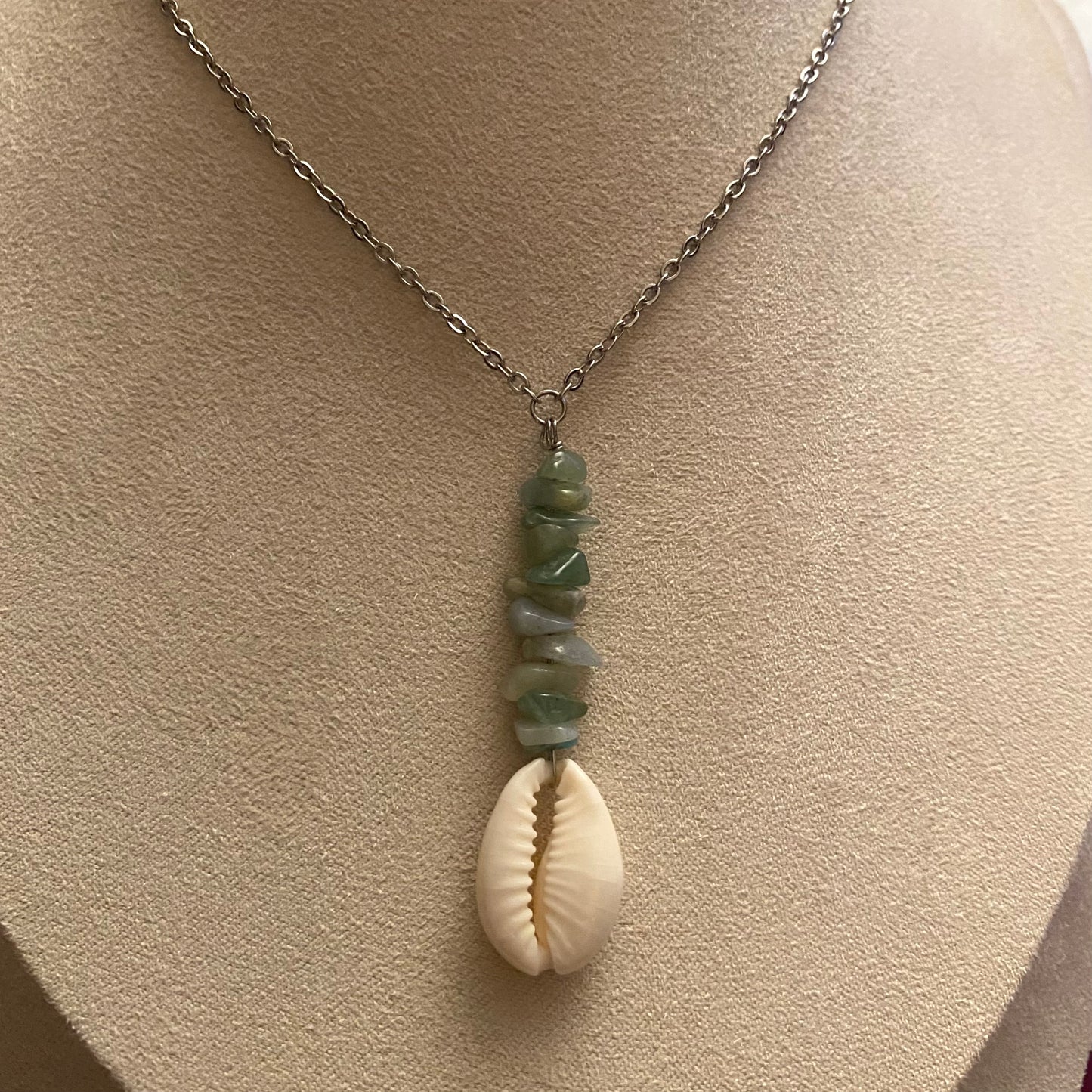 Amazonite Cowrie Seashell Necklace