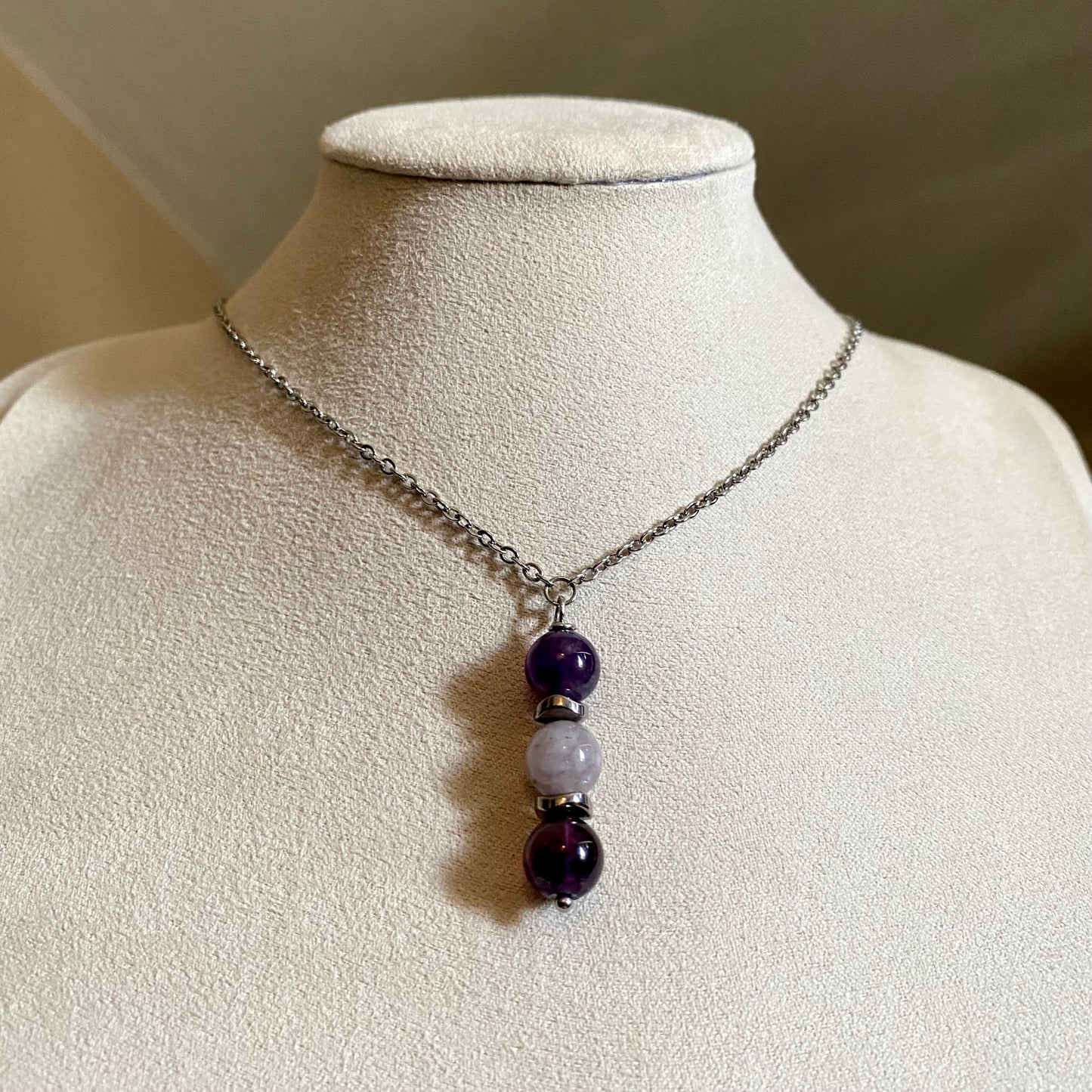 Amethyst & Cloudy Quartz Pendant