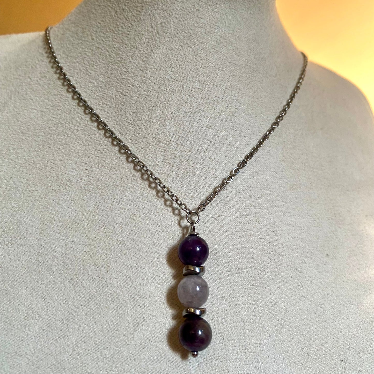 Amethyst & Cloudy Quartz Pendant