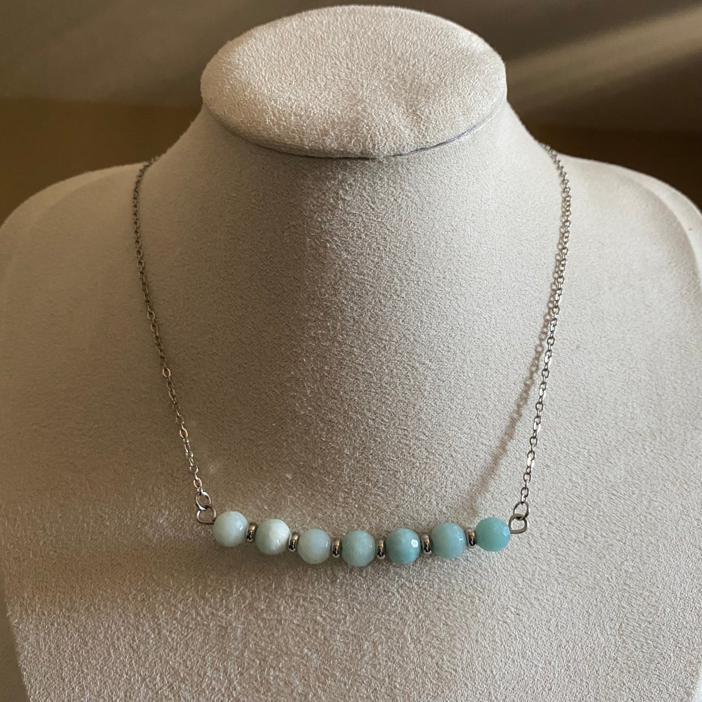 Amazonite Faceted Bar Necklace