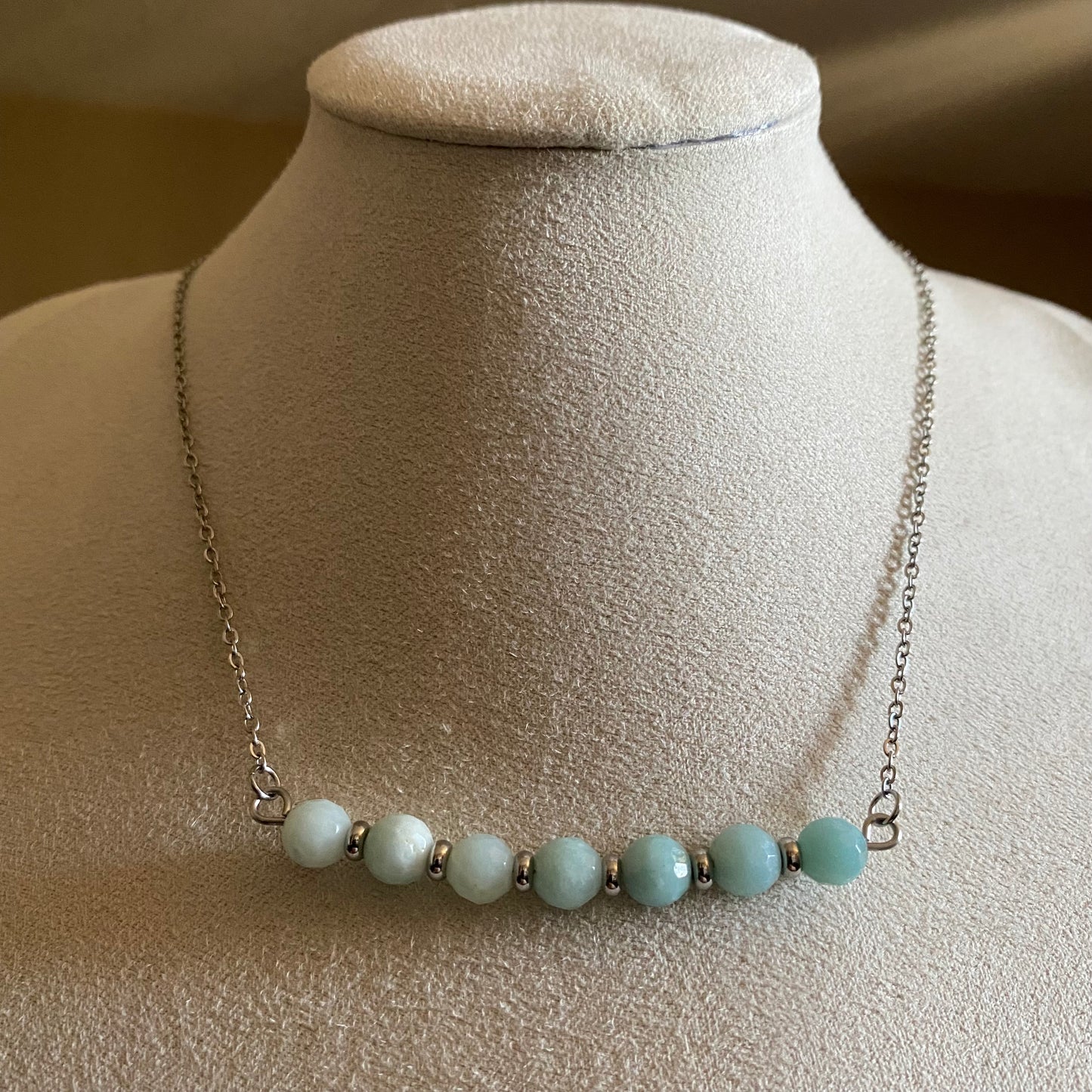 Amazonite Faceted Bar Necklace