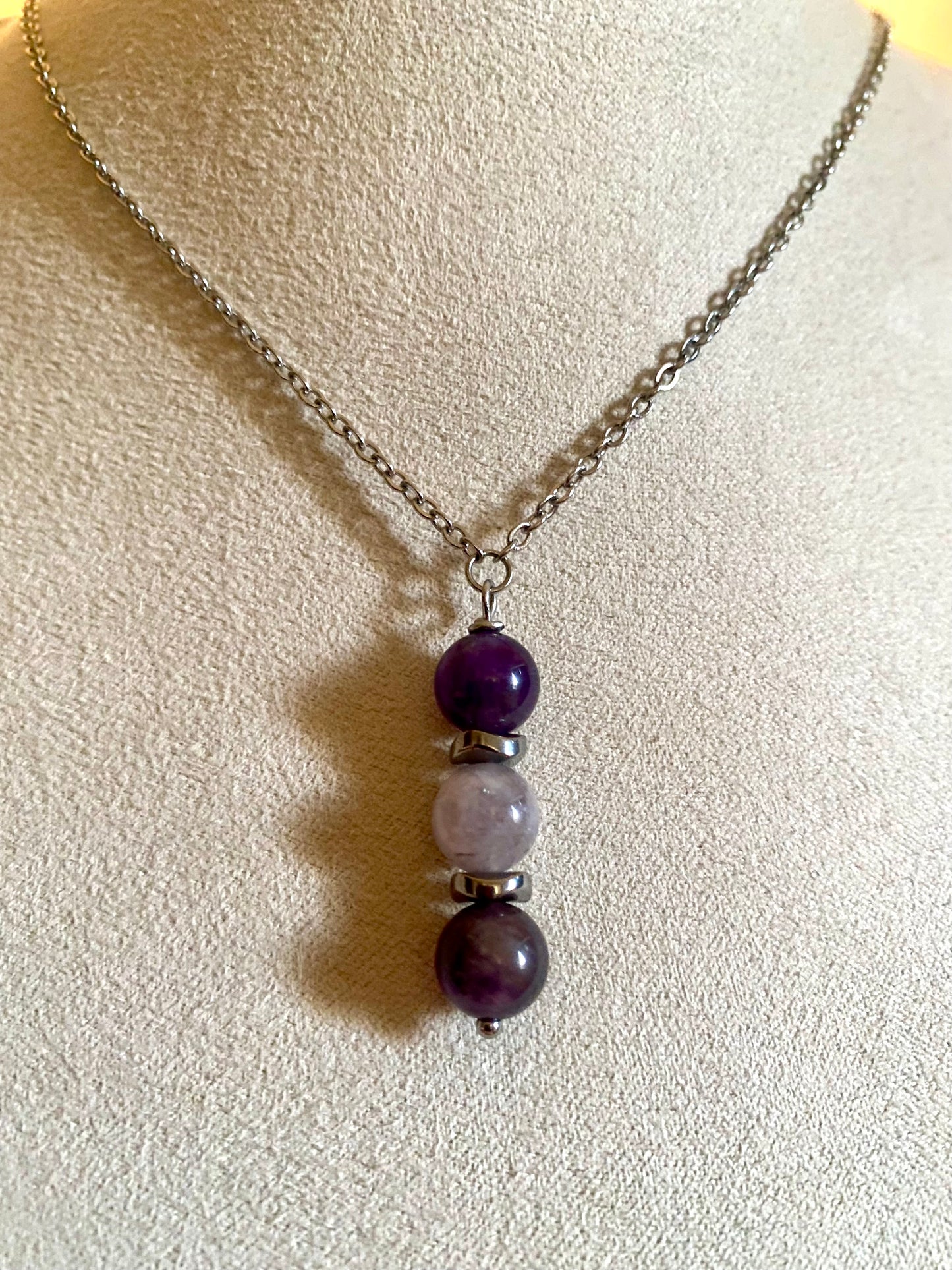 Amethyst & Cloudy Quartz Pendant