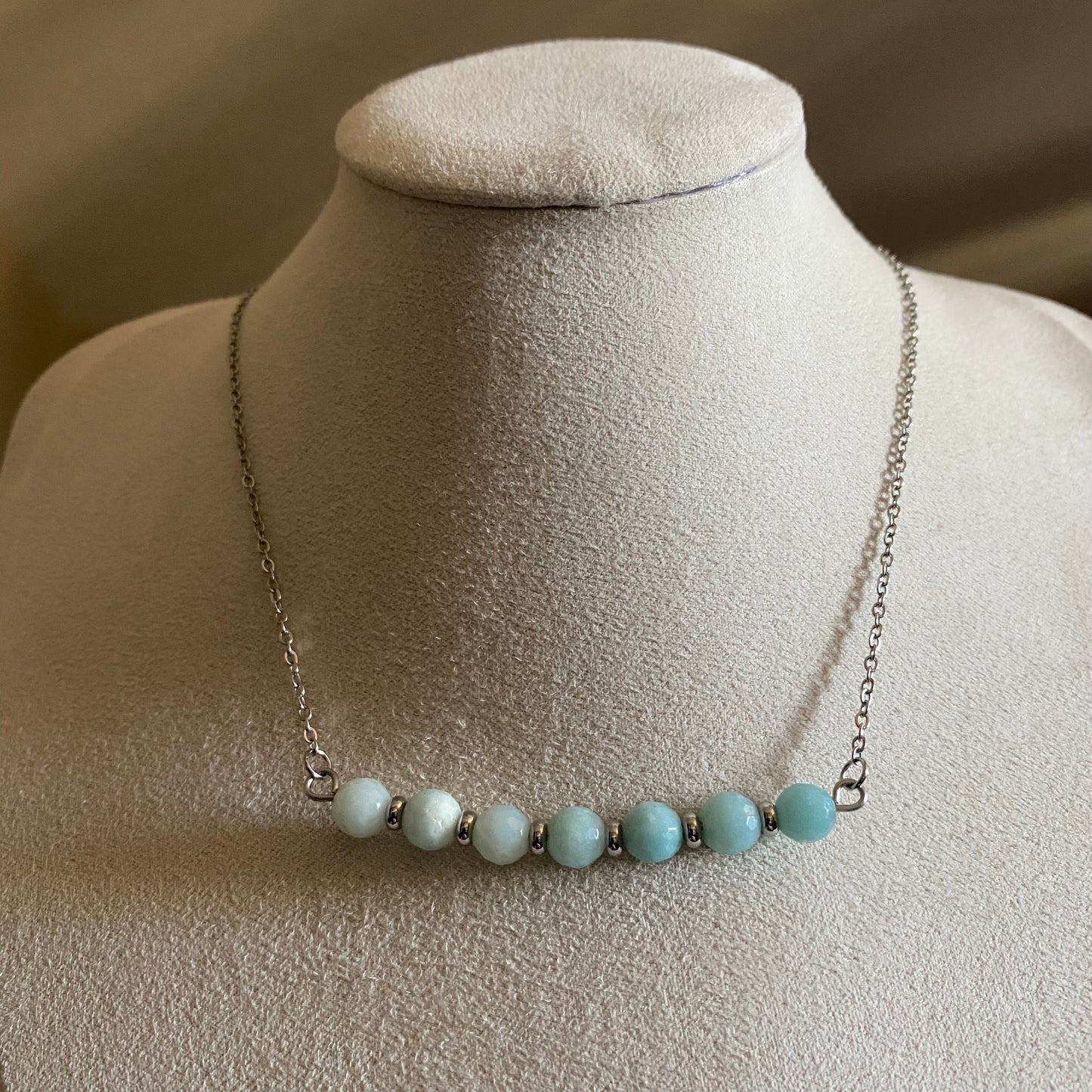Amazonite Faceted Bar Necklace