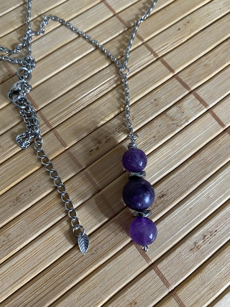 Amethyst & Lepidolite Sleep Aid Necklace