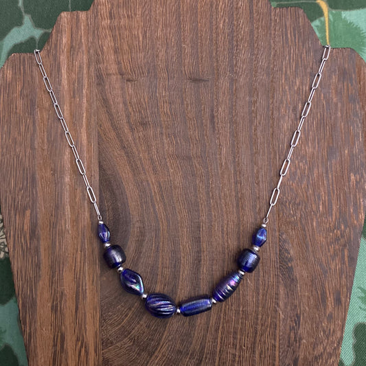 Lampwork Glass Paperclip Chain Necklace