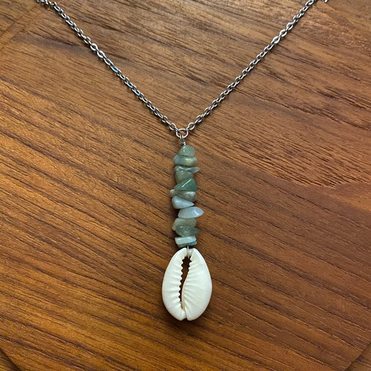 Amazonite Cowrie Seashell Necklace