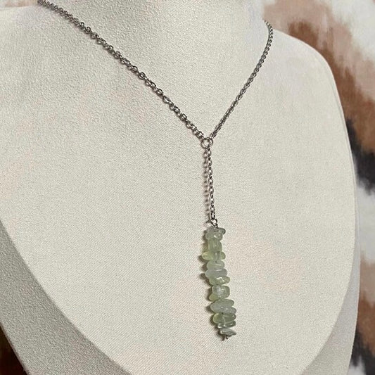 Prehnite Lariat Y Necklace