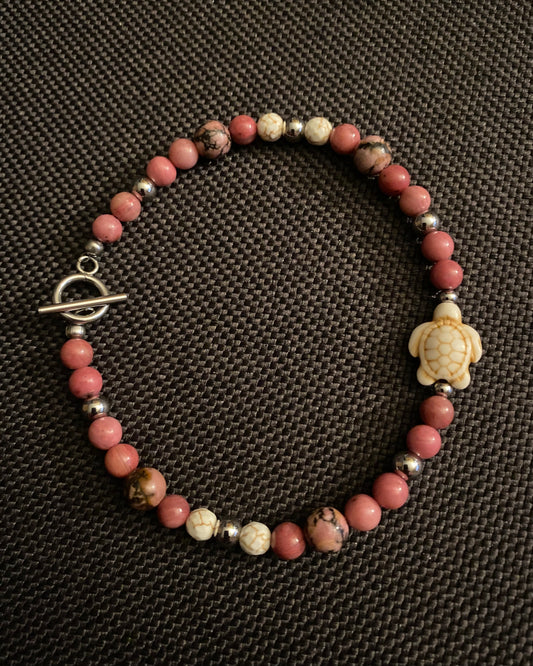 Rhodonite Turtle Anklet