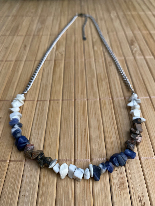 Sodalite, Leopard Jasper & Howlite Chip Necklace