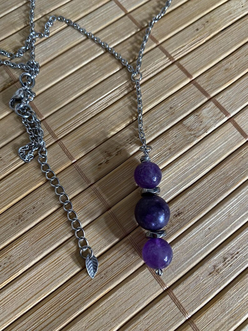 Amethyst & Lepidolite Sleep Aid Necklace
